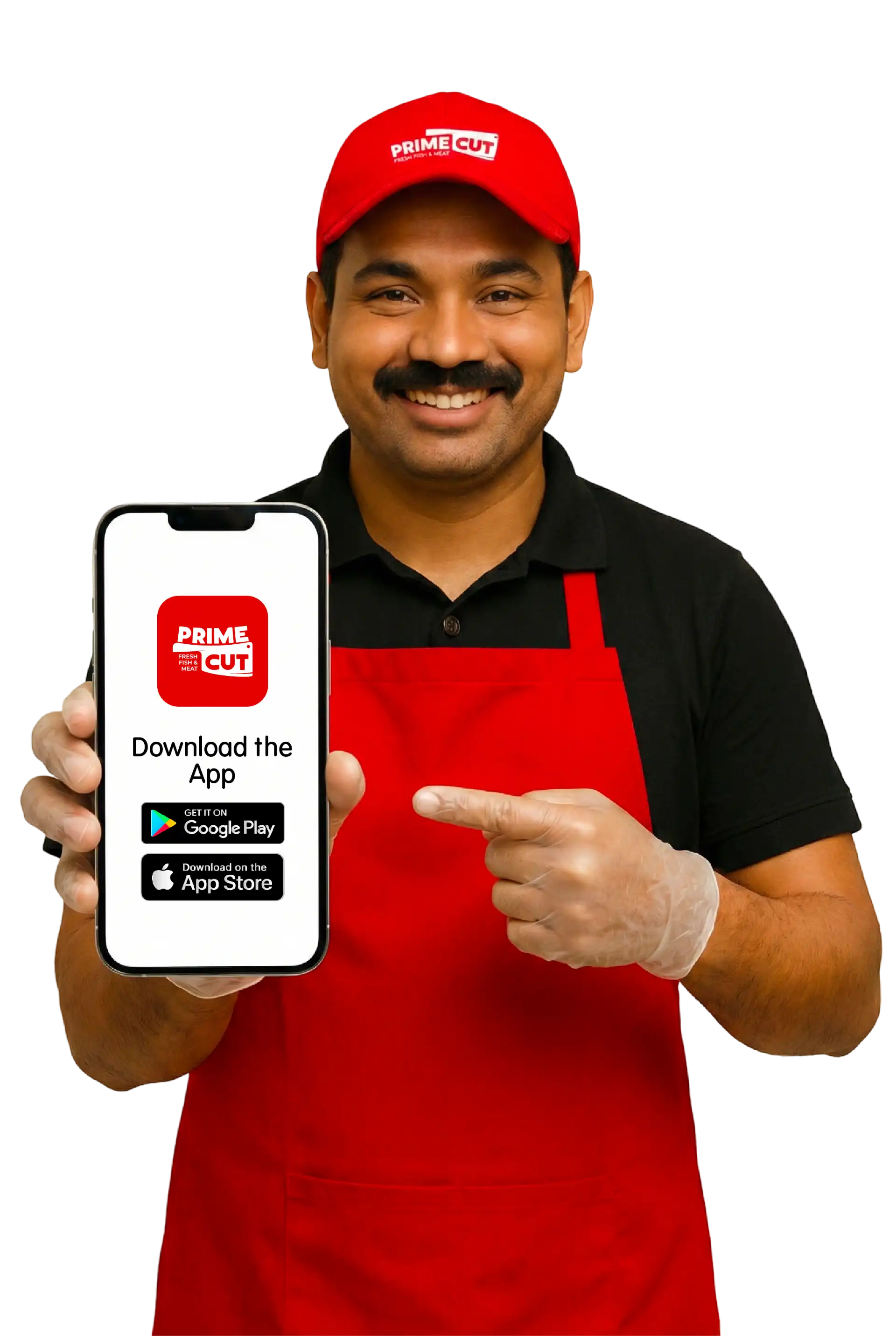 Prime Cut butcher displaying the Prime Cut mobile app